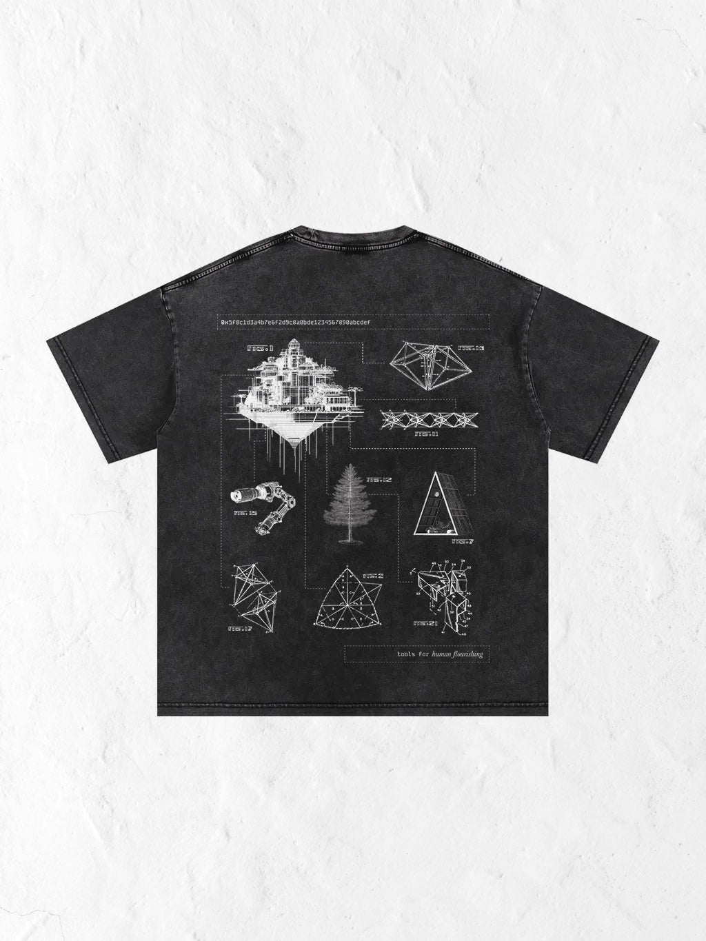 UNISEX BLACK ACID WASH TEE