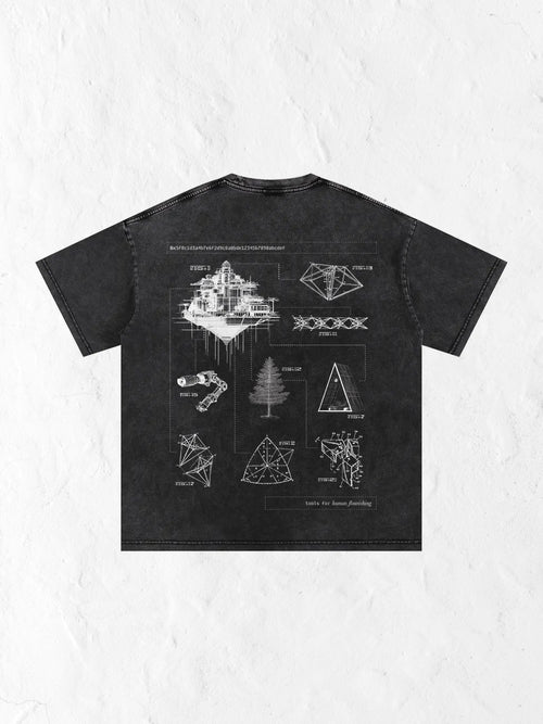 UNISEX BLACK ACID WASH TEE