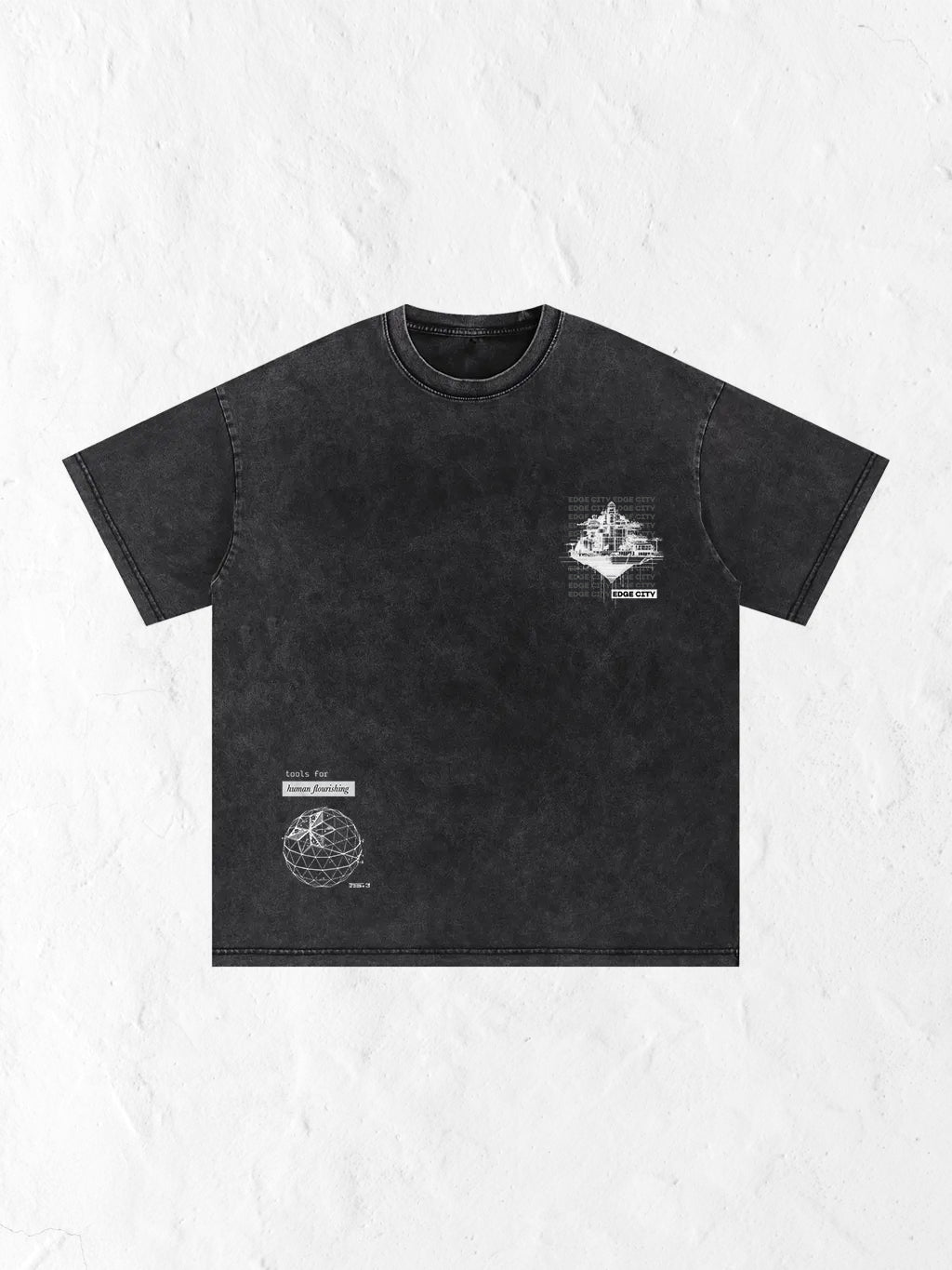 UNISEX BLACK ACID WASH TEE